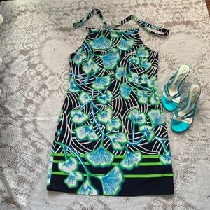 SOLD CROWN AND IVY Floral Print Halter Shift Sz M